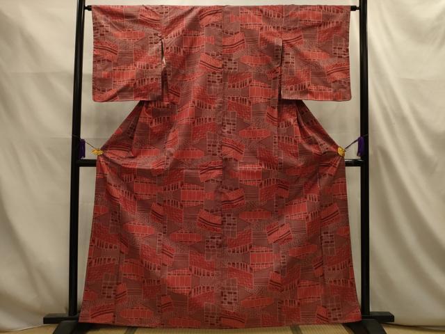 平和屋着物■本場大島紬 7マルキ 幾何学文様 正絹 逸品 AABL4884sx