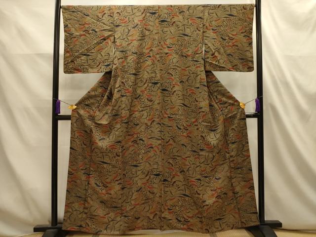 平和屋着物■上質な小紋 草花文 正絹 逸品 AABL4886sx