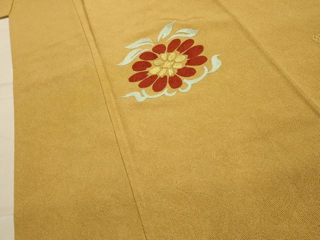 平和屋着物■江戸小紋 訪問着 刺繍 草花 鮫小紋柄 金糸 正絹 逸品 AABL4898sx