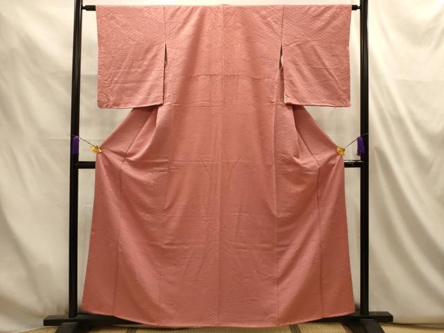 平和屋着物■上質な色無地 道長吉祥花鳥地紋 洗朱色 正絹 逸品 AABL4914sx