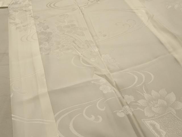 平和屋着物■長襦袢 無双仕立て 流水地紙花文 白色 正絹 逸品 AABL4921sx
