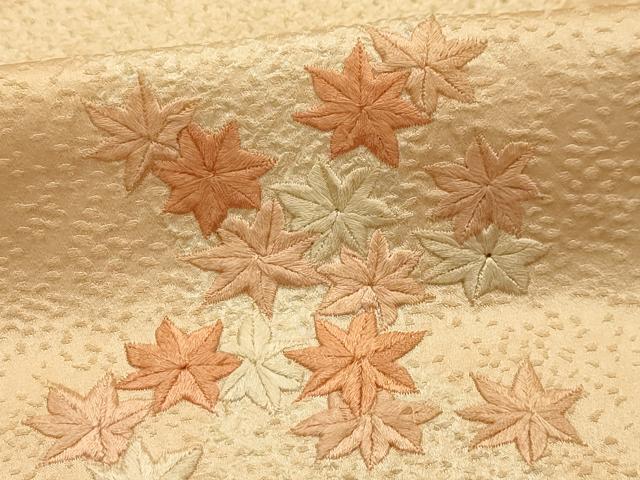 平和屋着物■訪問着 絞り 刺繍 立涌楓文 正絹 逸品 AABL4927sx