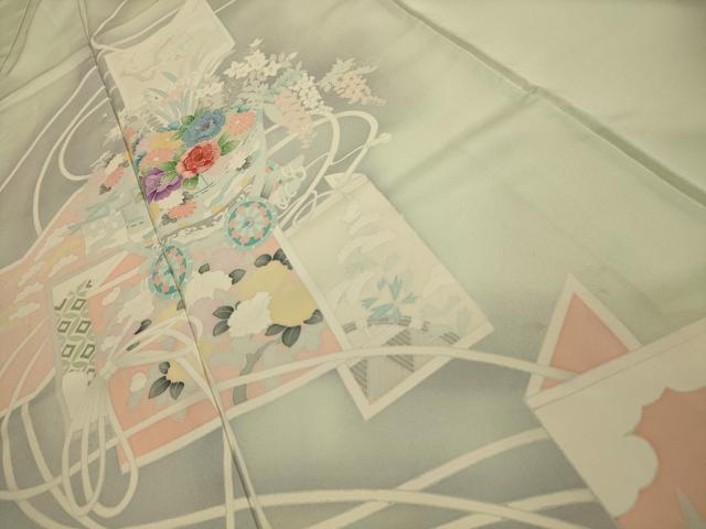 平和屋着物■訪問着 刺繍 松竹梅花車屏風文 暈し染め 金糸 正絹 逸品 AABL4938sx