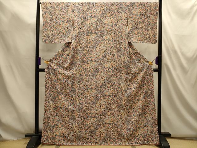 平和屋着物■上質な小紋 流水花文 正絹 逸品 AABL4939sx