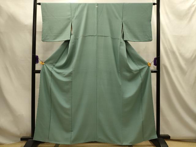 平和屋着物■お召 色無地 薄青色 正絹 逸品 AABL4941sx