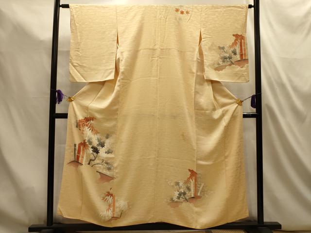 平和屋着物■訪問着 笹竹楓文 暈し染め 金糸 金彩 正絹 逸品 AABL4955sx