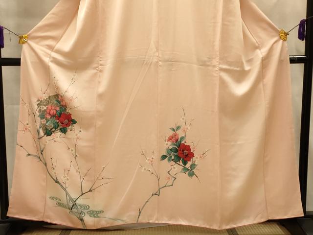 平和屋着物■訪問着 流水枝花文 銀彩 正絹 逸品 AABL4956sx