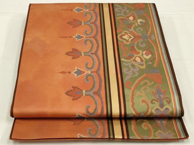平和屋着物◎六通柄袋帯 花唐草文 正絹 逸品 AABL5017ou