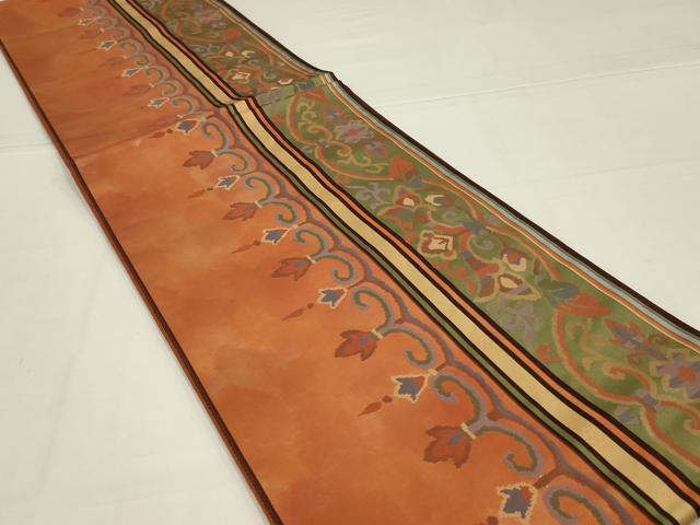 平和屋着物◎六通柄袋帯 花唐草文 正絹 逸品 AABL5017ou