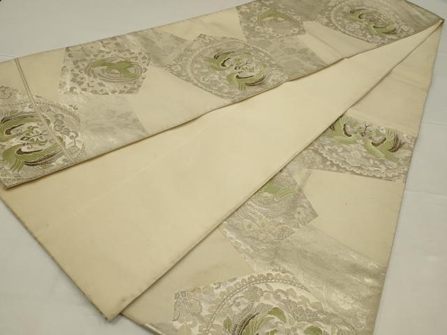 平和屋着物◎六通柄袋帯 唐織 向かい鳥花文 金銀糸 正絹 逸品 AABL5028ou