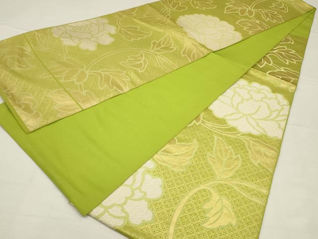 平和屋着物◎六通柄 本袋帯 枝牡丹 金糸 正絹 逸品 AABL5030ou