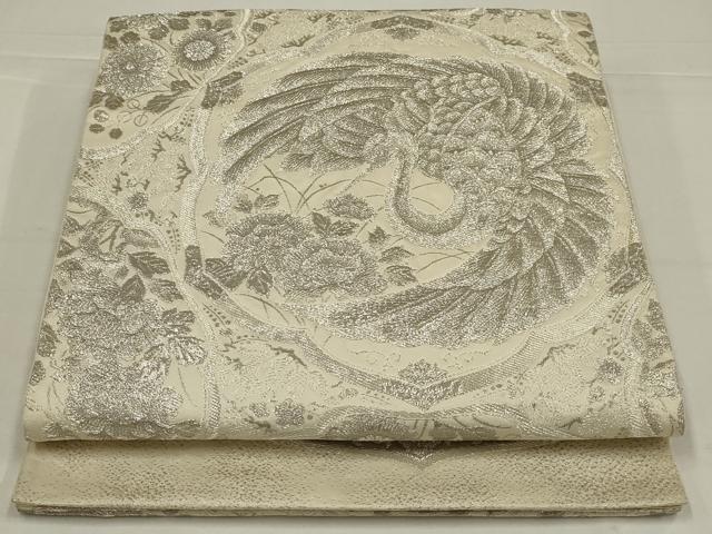 平和屋着物◎六通柄袋帯 絵皿花文 プラチナ箔九百瑞錦 正絹 逸品 AABL5036ou