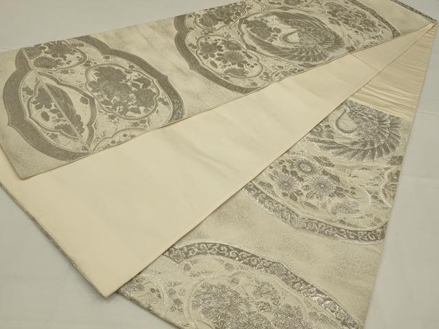 平和屋着物◎六通柄袋帯 絵皿花文 プラチナ箔九百瑞錦 正絹 逸品 AABL5036ou