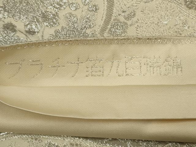 平和屋着物◎六通柄袋帯 絵皿花文 プラチナ箔九百瑞錦 正絹 逸品 AABL5036ou