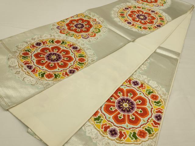 平和屋着物◎六通柄袋帯 唐織 花丸文 金銀糸 正絹 逸品 AABL5049ou