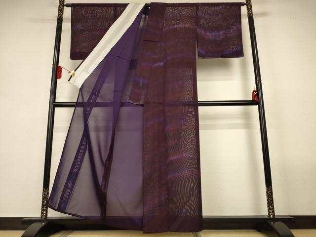 平和屋着物*夏物 小紋 紗 縞 暈し染め 正絹 逸品 未使用 AABL5091jd