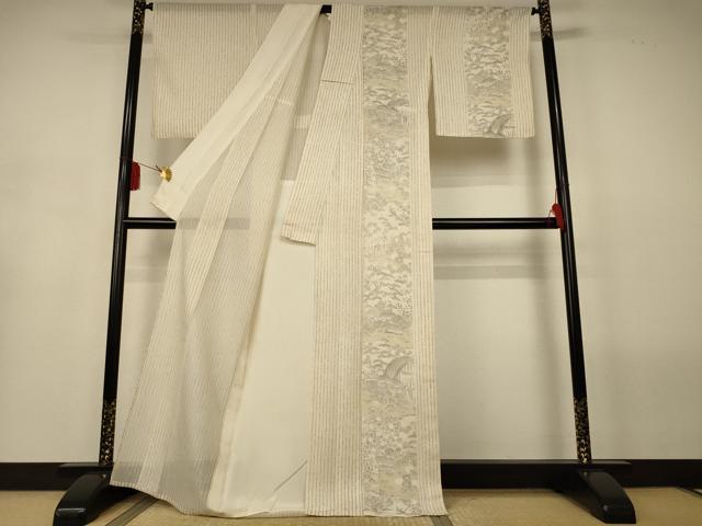 平和屋着物*夏物 訪問着 紗 風景文 正絹 逸品 AABL5107jd