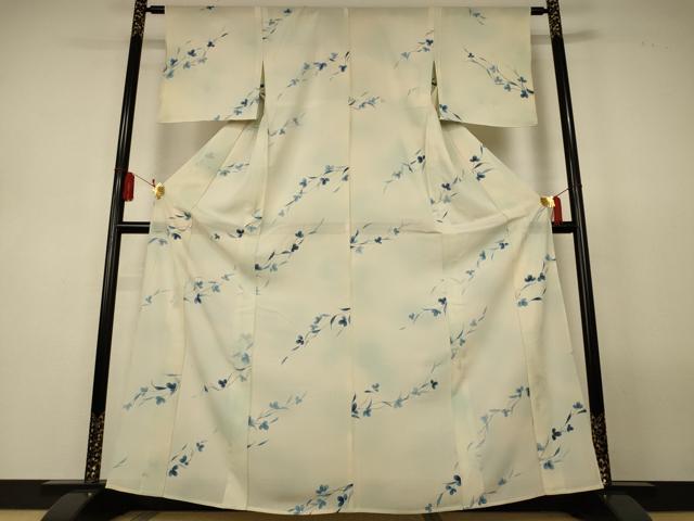 平和屋着物*夏物 小紋 絽 手描き 枝花文 暈し染め 正絹 逸品 AABL5118jd