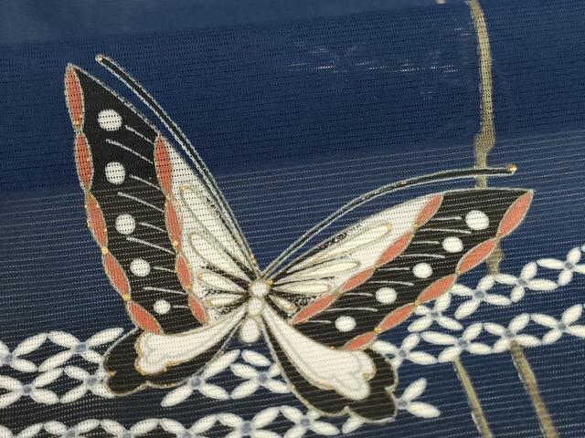 平和屋着物*夏物 訪問着 絽 横段花蝶文 暈し染め 洗える着物 AABL5133jd