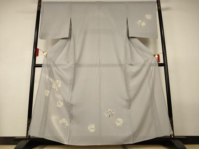 平和屋着物*夏物 訪問着 絽 花丸文 暈し染め 銀彩 正絹 逸品 AABL5146jd