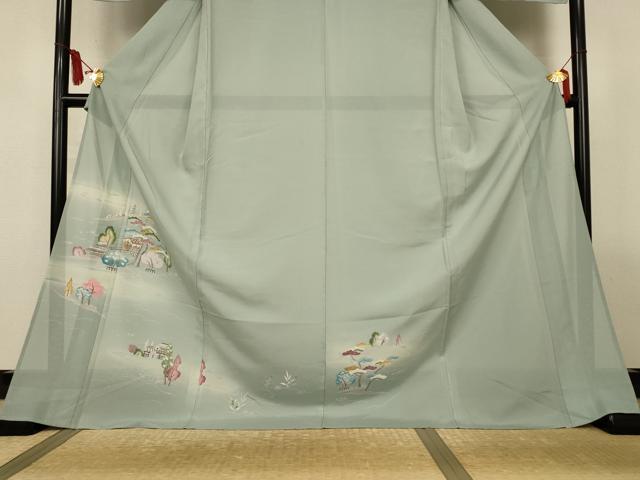 平和屋着物*夏物 訪問着 絽 友禅 風景文 ロング丈 正絹 逸品 AABL5168jd