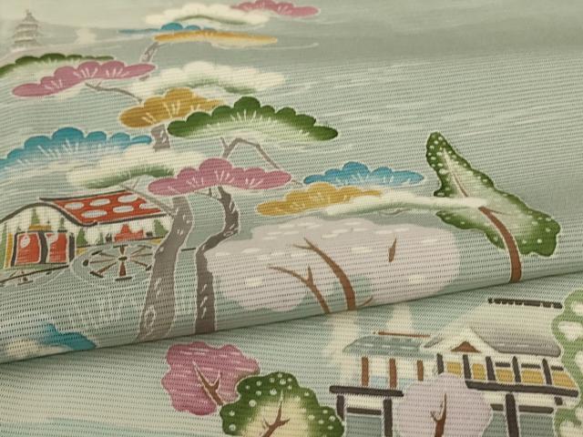 平和屋着物*夏物 訪問着 絽 友禅 風景文 ロング丈 正絹 逸品 AABL5168jd