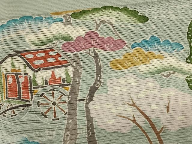 平和屋着物*夏物 訪問着 絽 友禅 風景文 ロング丈 正絹 逸品 AABL5168jd