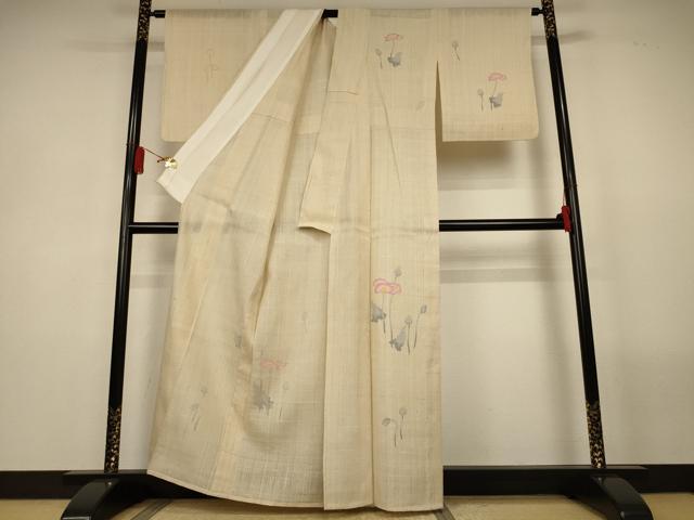 平和屋着物*夏物 訪問着 生紬 紗 草花文 正絹 逸品 AABL5190jd