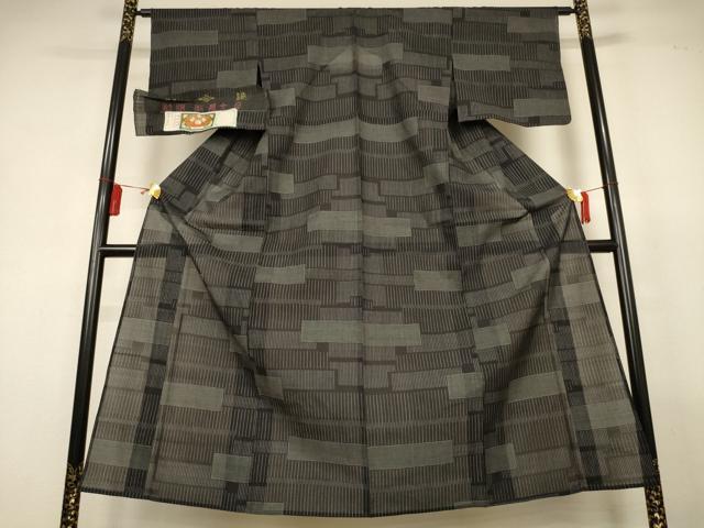 平和屋着物*夏物 本場大島紬 夏大島 横段文 上村商店謹製 証紙付き 正絹 逸品 AABL5193jd