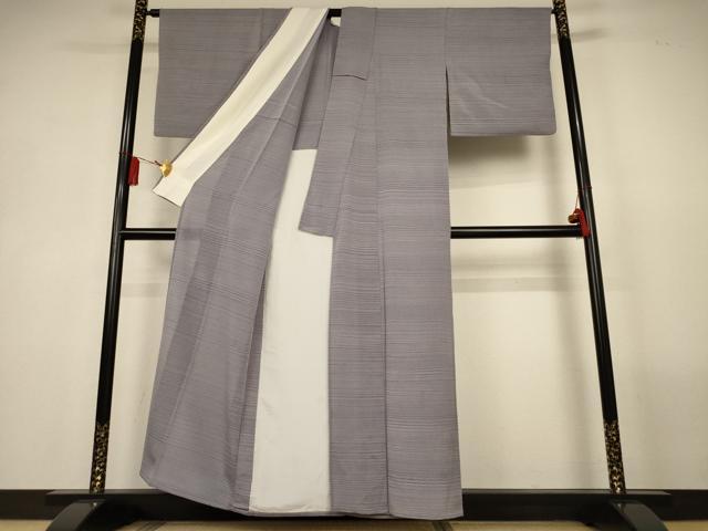 平和屋着物*夏物 小紋 絽縮緬 横縞 正絹 逸品 AABL5199jd