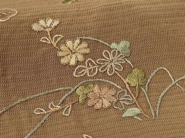 平和屋着物*夏物 訪問着 変わり絽 総刺繍 流水草花文 金糸 正絹 逸品 AABL5208jd