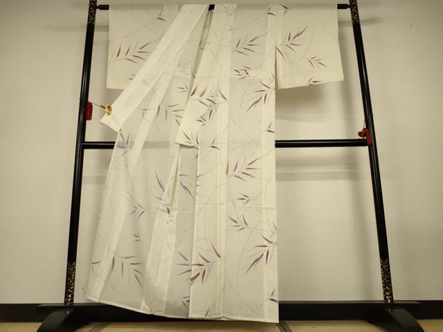 平和屋着物*夏物 小紋 絽 枝葉文 洗える着物 AABL5209jd