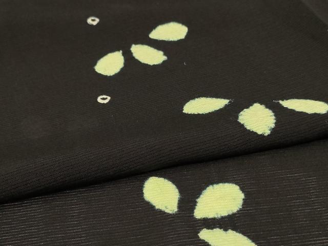 平和屋着物*夏物 小紋 絽 絞り 舞葉文 黒地 正絹 逸品 AABL5222jd