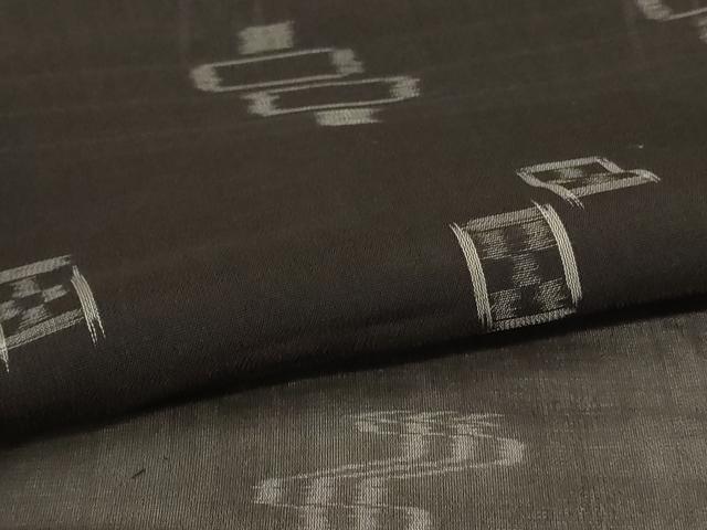平和屋着物*夏物 本場琉球絣 夏琉球 黒地 正絹 逸品 AABL5225jd