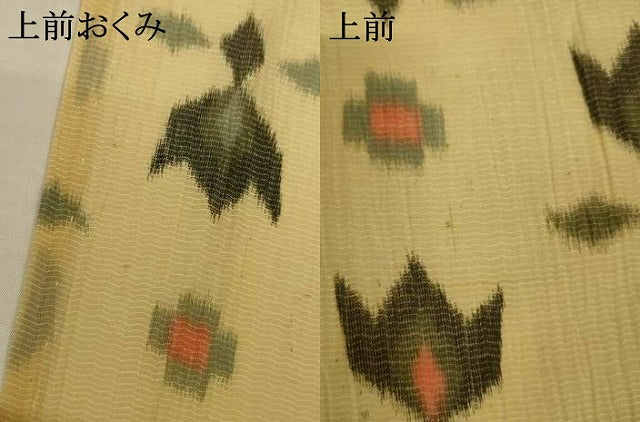 平和屋着物*夏物 小紋 紗 ちぢみ織 幾何学文様 AABL5231jd