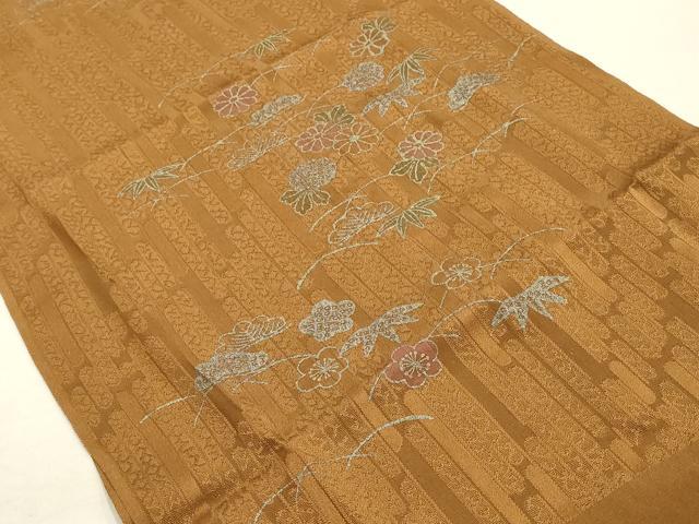 平和屋本店●和装小物 帯締め・帯揚げセット 高麗組 松竹梅芝花文 金糸 銀彩 正絹 逸品 未使用 AABL5250ay