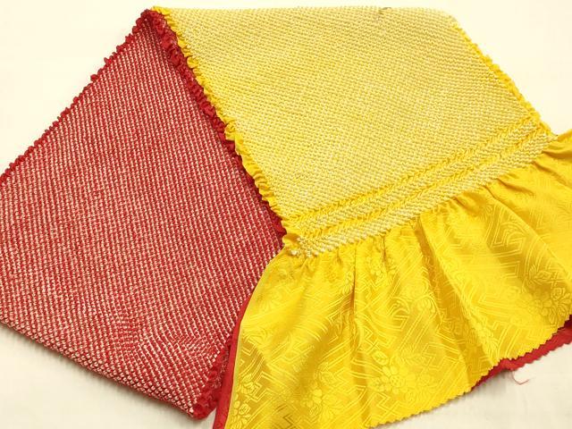平和屋本店●和装小物 振袖用帯締め・帯揚げセット 総絞り 草花文 パール糸 金彩 撚り房 正絹 逸品 未使用 AABL5254ay