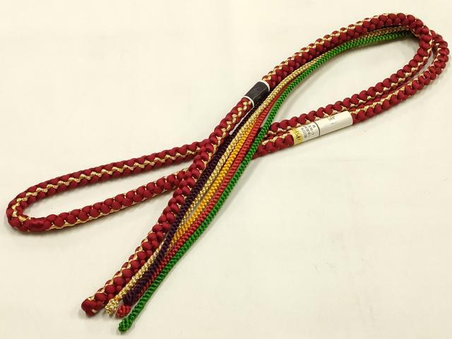 平和屋本店●和装小物 振袖用帯締め・帯揚げセット 柄絞り 梅松文 金糸 金彩 正絹 逸品 未使用 AABL5260ay