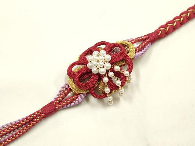平和屋着物●和装小物 振袖用帯締め 装飾 パール 金糸 正絹 逸品 AABL5272ay