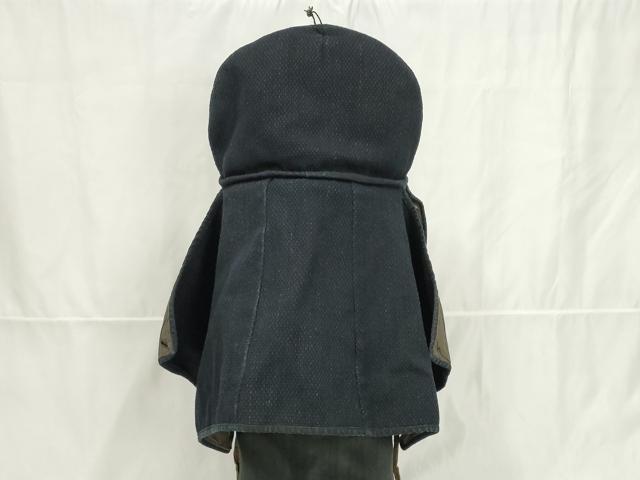 平和屋本店▼男性 アンティーク 大正ロマン 火消頭巾 刺し子織 昭和レトロ 家事装束 消防団 年代物 綿 正絹 逸品 AABL5283ay