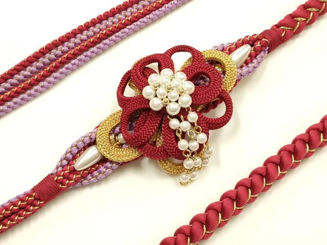 平和屋着物●和装小物 振袖用帯締め 装飾 パール 金糸 正絹 逸品 AABL5296ay