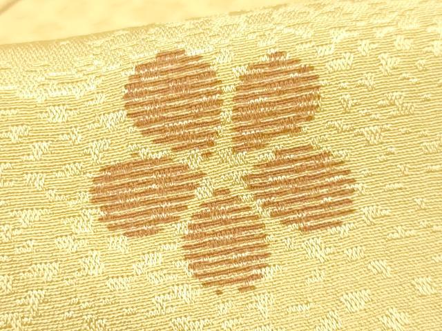 平和屋本店●無形文化財 五嶋紐謹製 和装小物 帯揚げ 道長花文 正絹 逸品 未使用 AABL5303ay