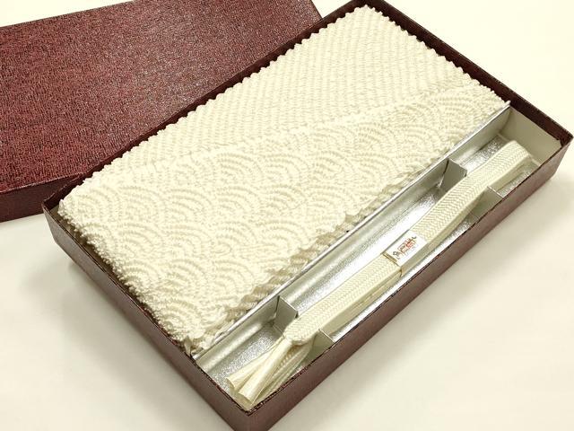 平和屋着物●和装小物 帯締め・帯揚げセット 礼装用 平組 柄絞り 青海波 正絹 逸品 未使用 AABL5306ay
