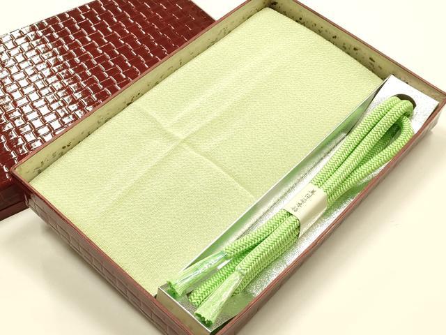 平和屋着物●和装小物 帯締め・帯揚げセット 美保姿本舗 色無地 若芽色 正絹 逸品 未使用 AABL5307ay