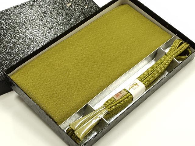 平和屋着物●和装小物 帯締め・帯揚げセット ゆるぎ 冠組 菜種油色 正絹 逸品 未使用 AABL5310ay