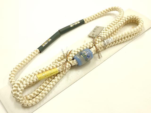 平和屋着物●和装小物 上質な帯締め 翠嵐工房 文治 丸組 帯留め付き 蜻蛉玉 正絹 共箱付き 逸品 未使用 AABL5316ay