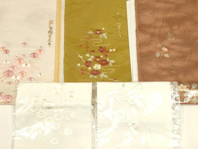 平和屋着物▼和装小物 半衿 まとめて5点 刺繍 一巾織 金糸 金銀彩 正絹 逸品 AABL5351ay