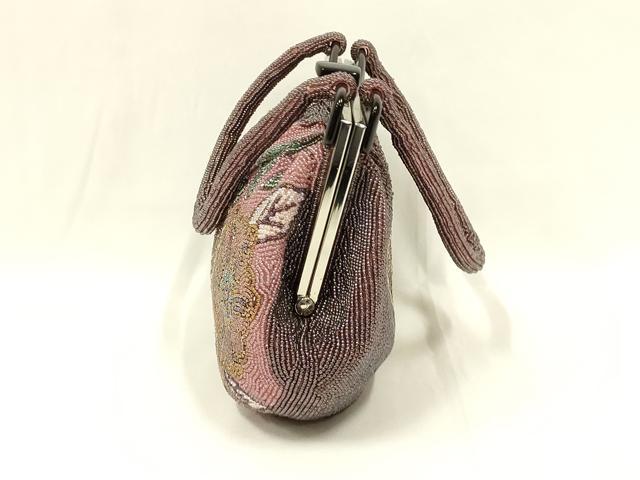 平和屋着物●和装小物 和装バッグ ハンドバッグ ビーズバッグ 花柄 逸品 AABL5365ay