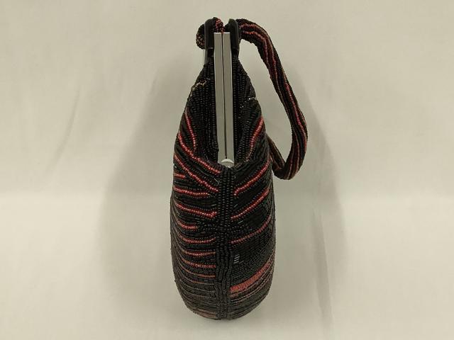 平和屋着物●和装小物 和装バッグ ハンドバッグ ビーズバッグ 幾何学模様 逸品 AABL5366ay