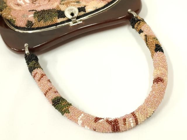 平和屋着物●和装小物 和装バッグ ハンドバッグ ビーズバッグ 花柄 逸品 AABL5367ay